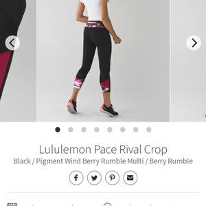 Lululemon pace rival crop legging womens size 8
